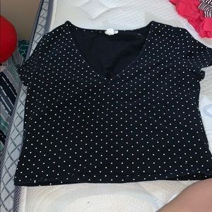 Black polkadot crop top